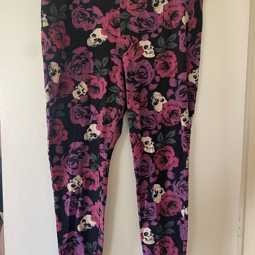 Floral Skull Print Kids Leggings